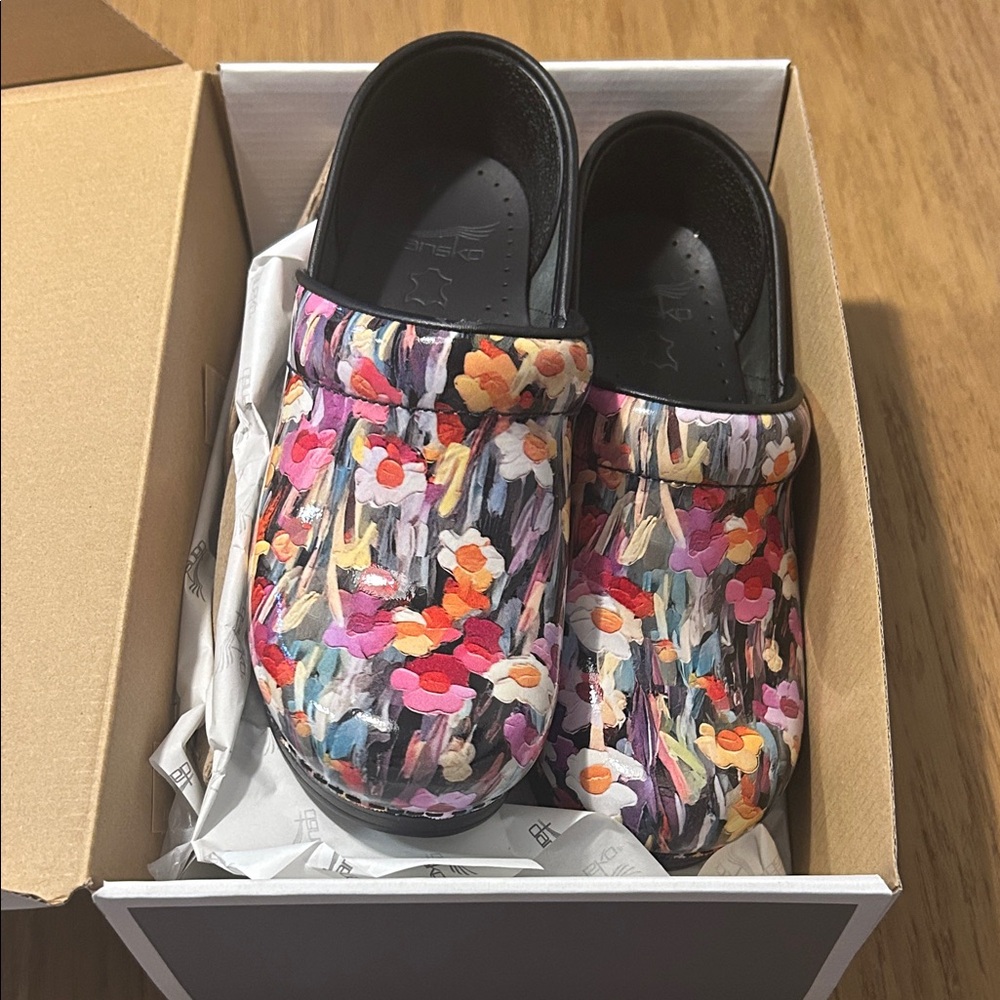 Dansko Floral Clogs, wide width